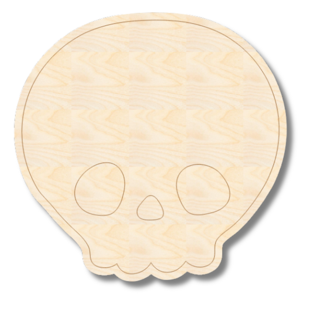 Unfinished Wood Etched Cute Skull Shape | Paint By Line Crafts | up to 30" DIY