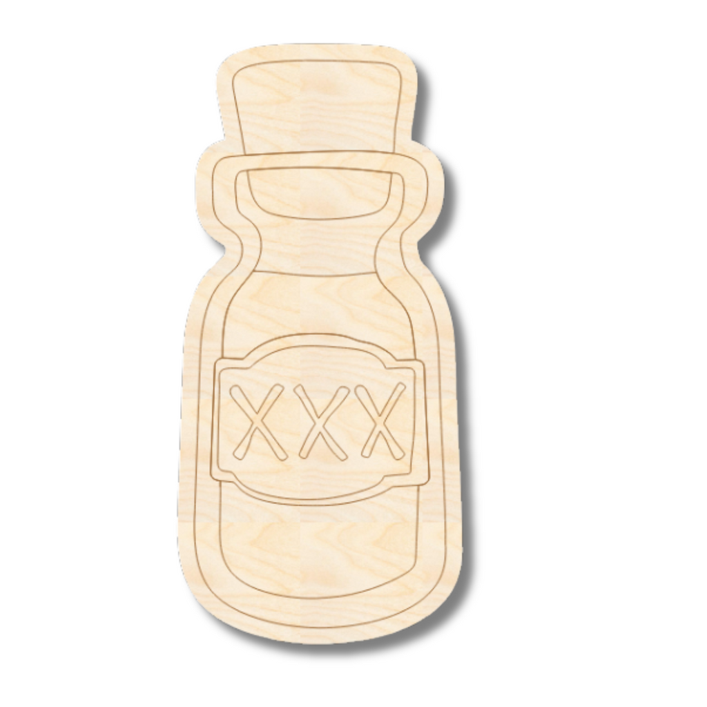 Unfinished Wood Etched Small Potion Shape | Paint By Line Crafts | up to 30" DIY