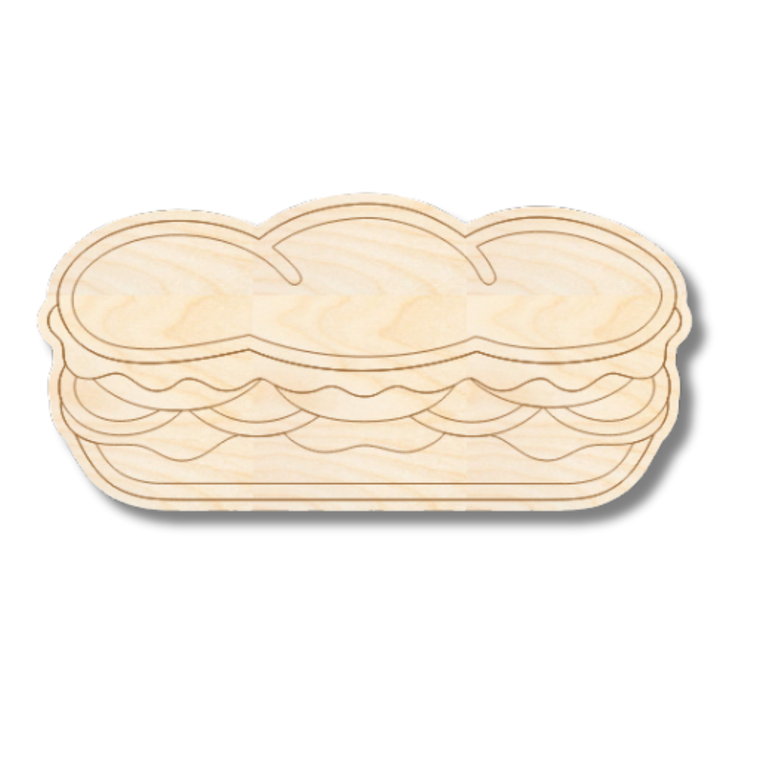 Unfinished Wood Etched Hoagie Shape | Paint By Line Crafts | up to 30" DIY