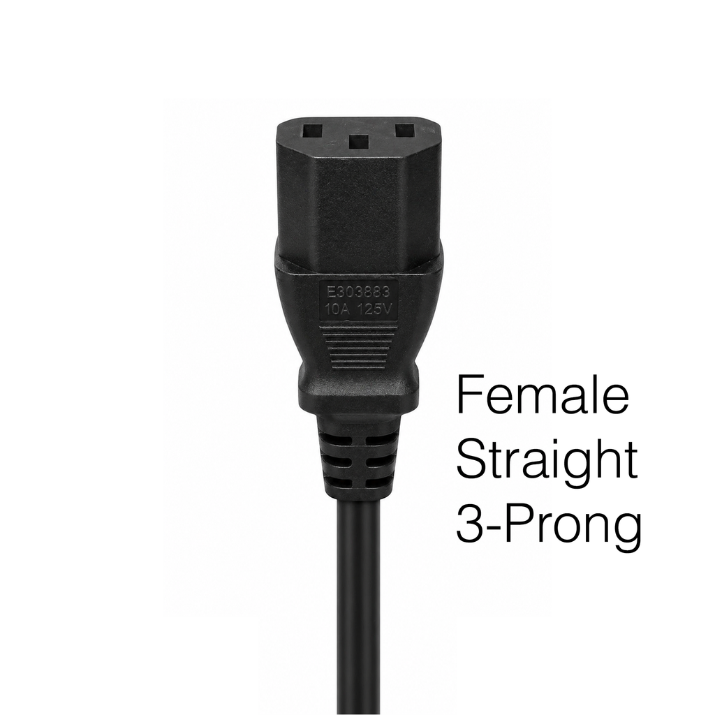 Anderic Universal 10 Foot AC AWG Power Cable | 3 Prong | 3 Prong Female - 10FT3PPC