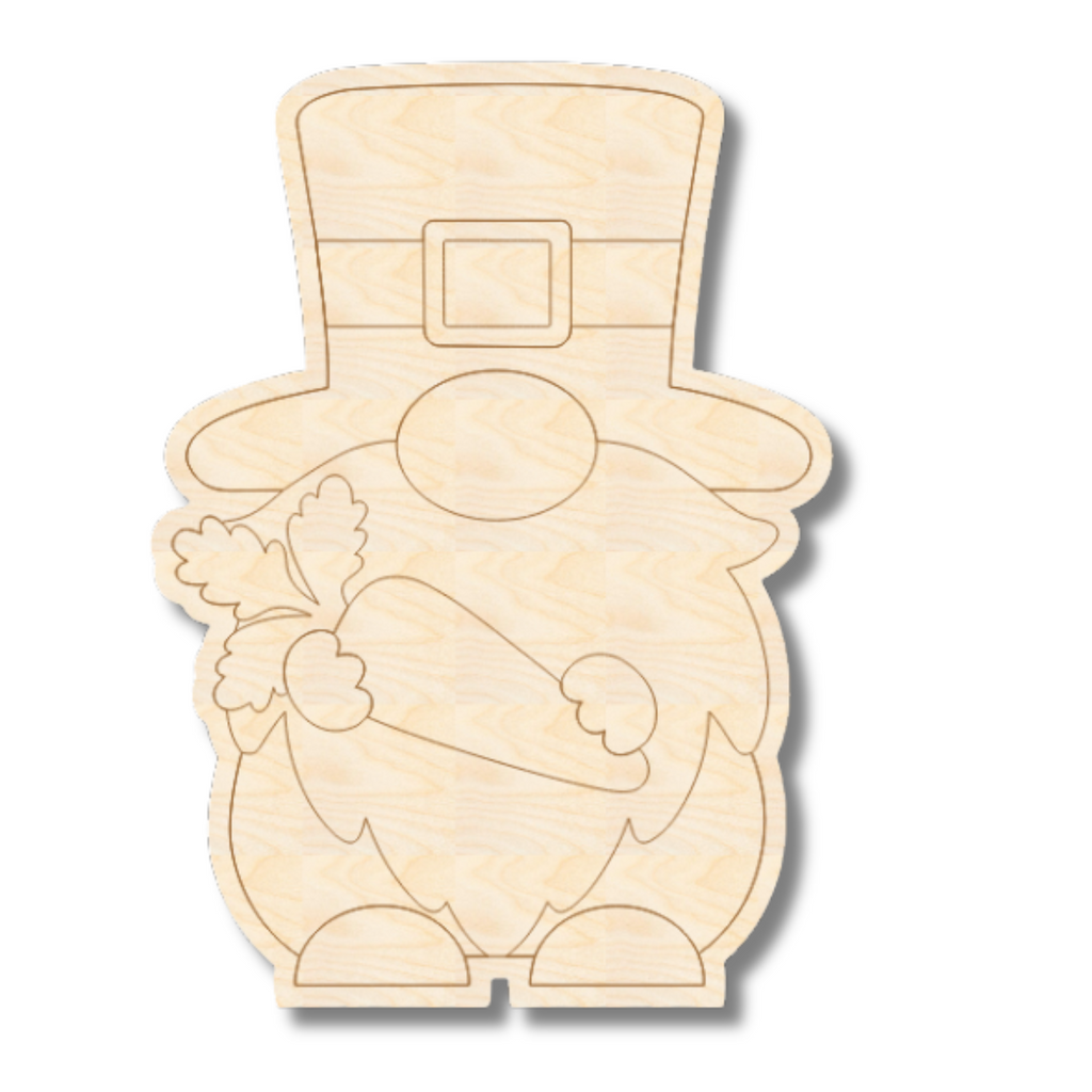 Unfinished Wood Etched Carrot Gnome Shape | Paint By Line Crafts | up to 30" DIY