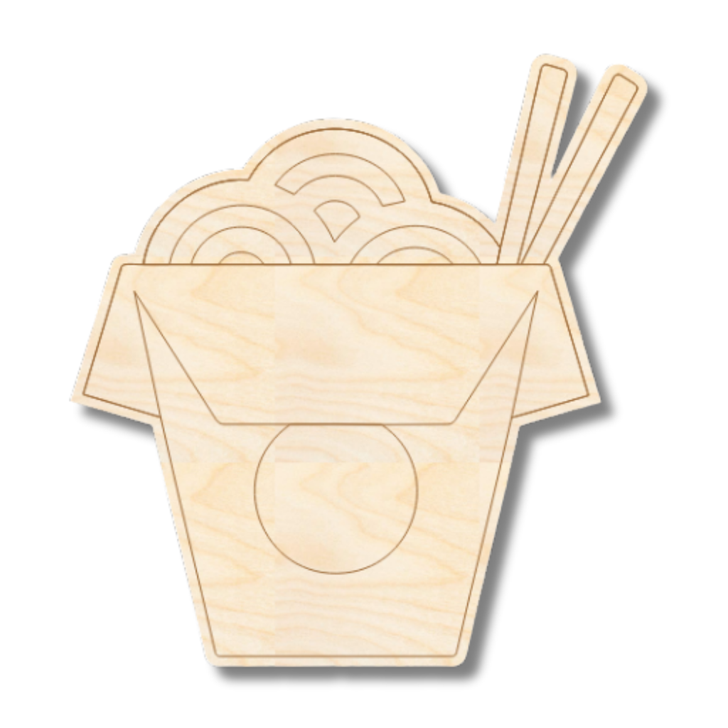 Unfinished Wood Etched Chinese Takeout Shape | Paint By Line Crafts | up to 30" DIY