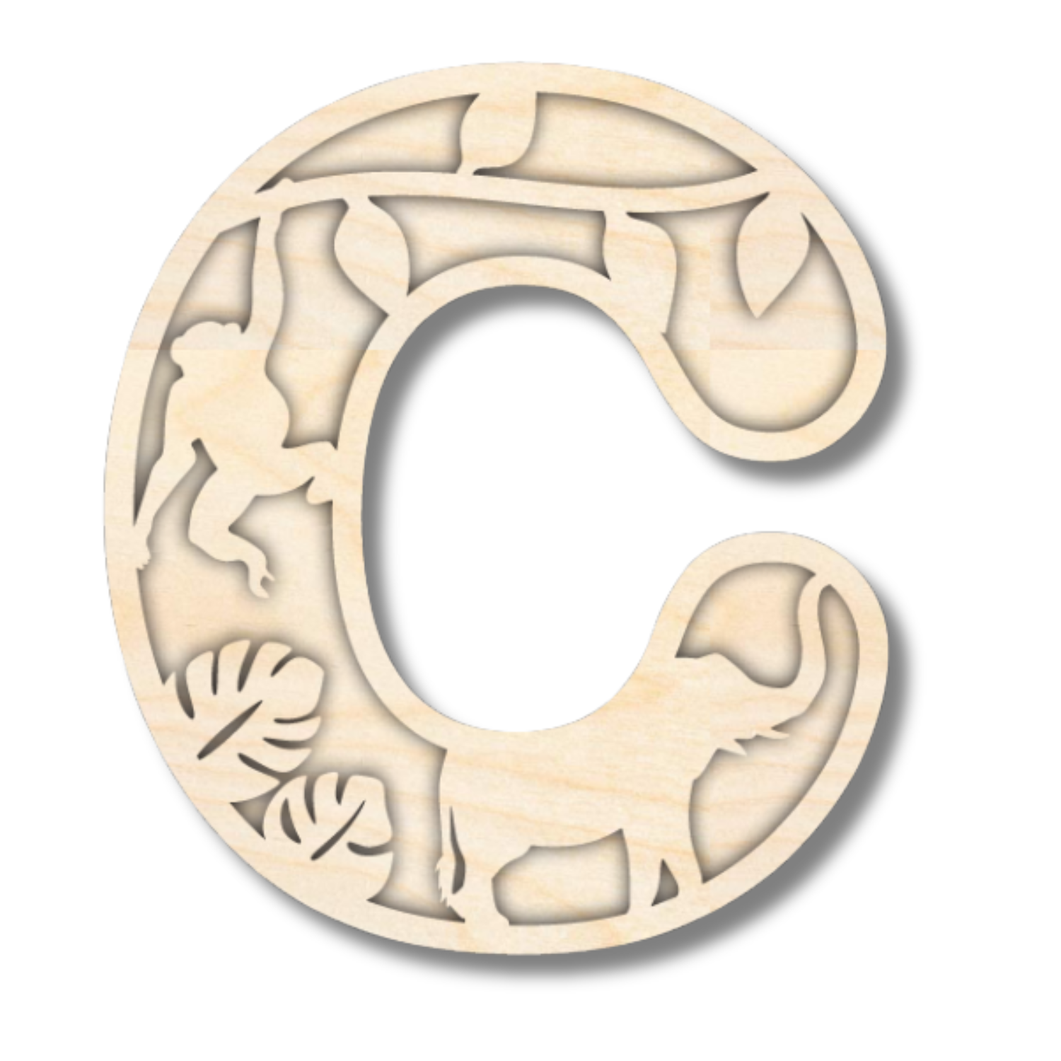 Unfinished Wood Layered Themed Letters | Jungle Animals | A-Z | 2 Piece | up to 24"