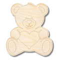 Unfinished Wood Etched Heart Bear Shape | Paint By Line Crafts | up to 30" DIY