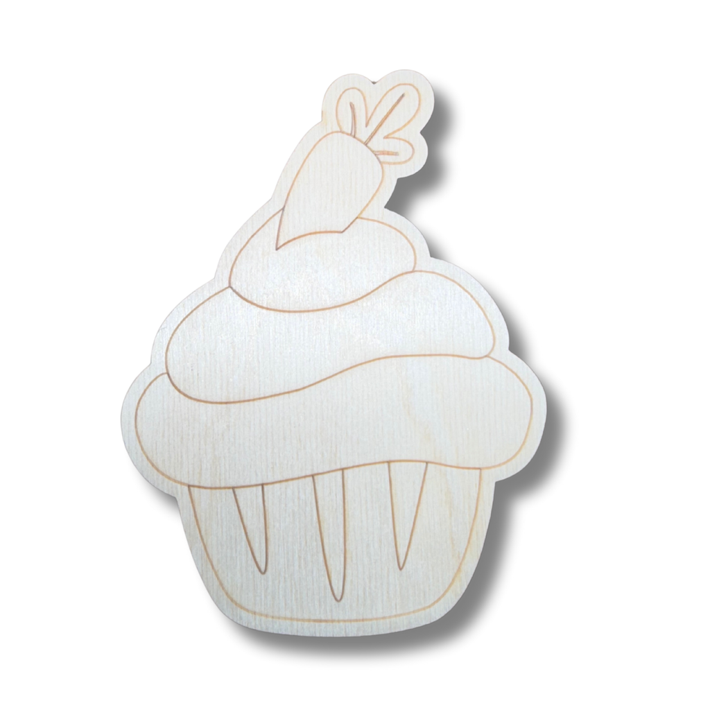 Unfinished Wood Etched Carrot Cup Cake Shape | Paint By Line Crafts | up to 30" DIY