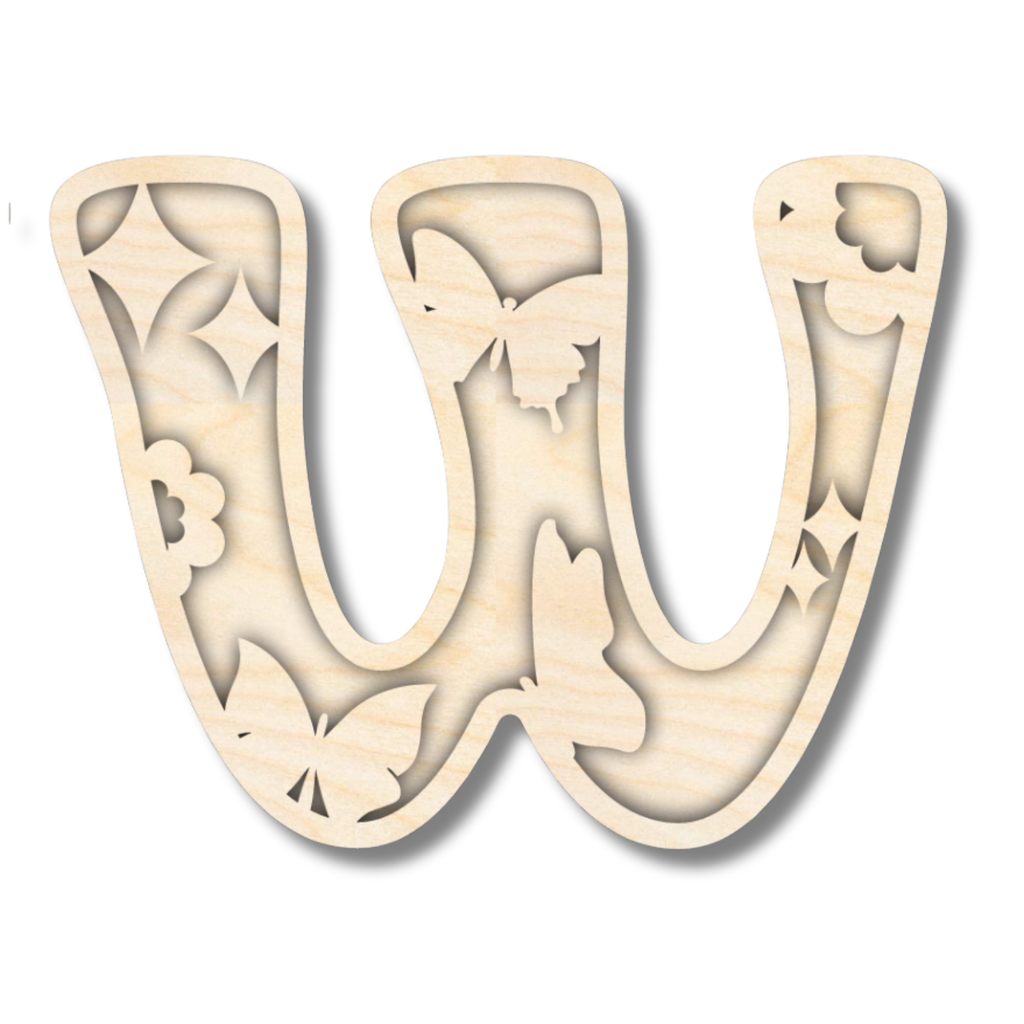 Unfinished Wood Layered Themed Letters | Groovy | A-Z | 2 Piece | up to 24"