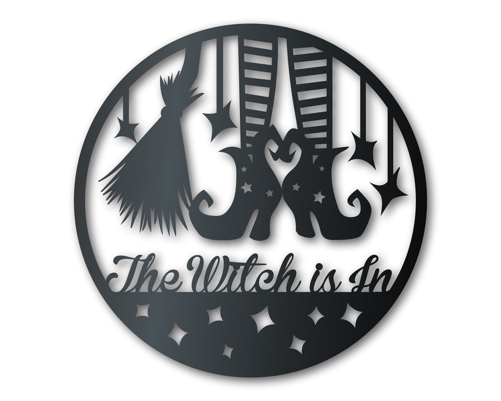Custom Metal Witch Feet and Broom Wall Art | Halloween | Indoor Outdoor | Up to 36" | Over 20 Color Options