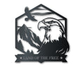 Bald Eagle Metal Sign | Patriotic Mountain Wall Art | Indoor Outdoor | Up to 46" | Over 20 Color Options