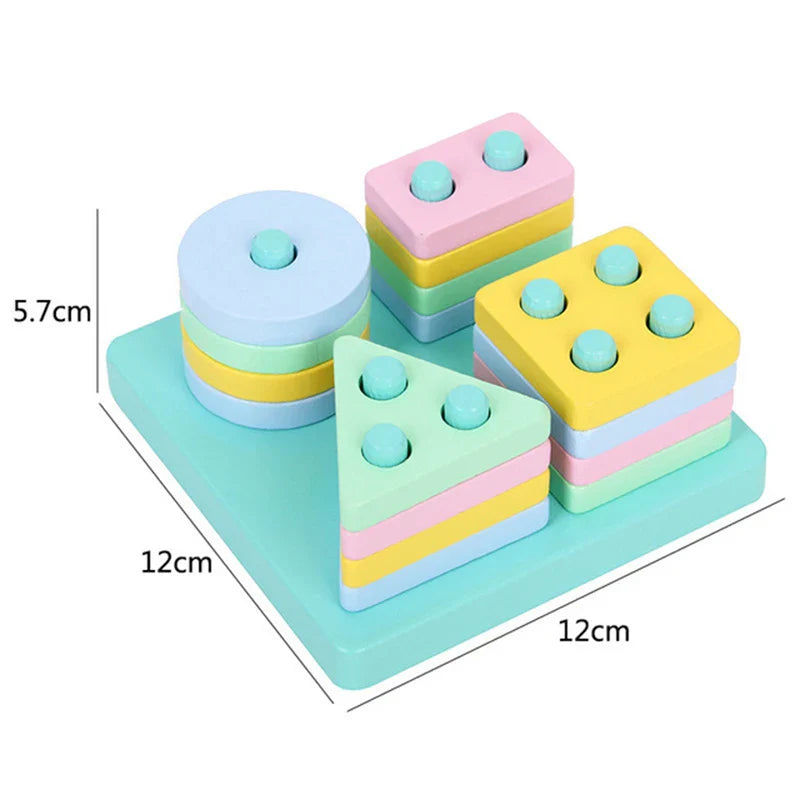 Montessori Wooden Building Blocks – Educational Color & Shape Toy