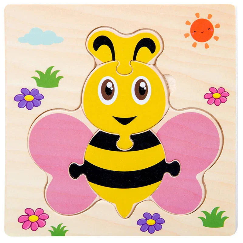 Baby Wooden 3D Tangram Puzzle – Educational Cartoon Animal Toy
