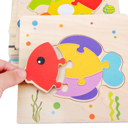 Baby Wooden 3D Tangram Puzzle – Educational Cartoon Animal Toy