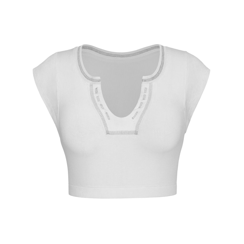 Slim Fit Ultra Short Sexy Spicy Girls Top Knitted Thread T-shirt