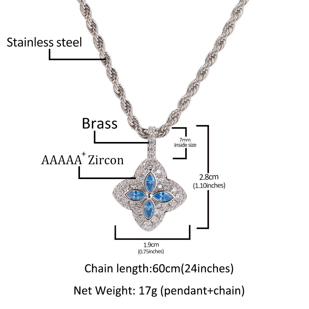 Cubic Zirconia Colorful Four-Leaf Clover Pendant