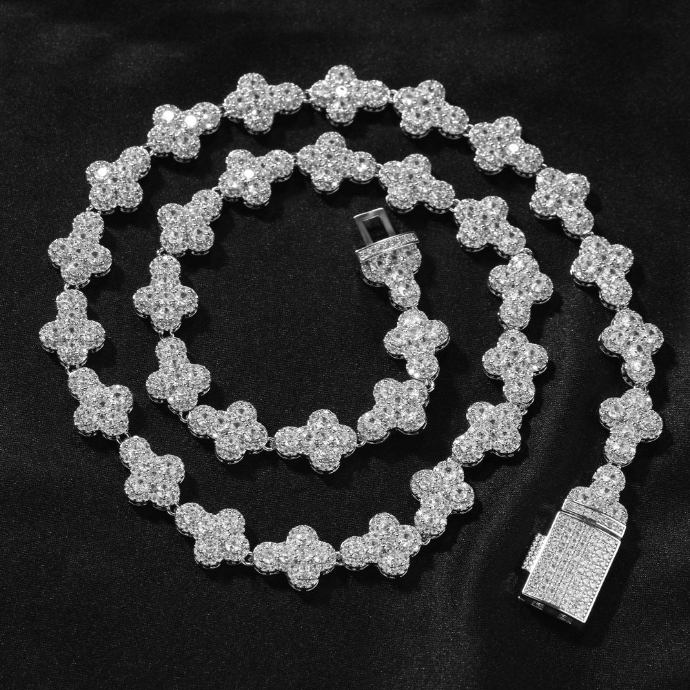 mens gold cross moissanite chain necklace
