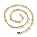 Hiphop zircon-encrusted barbed wire necklace