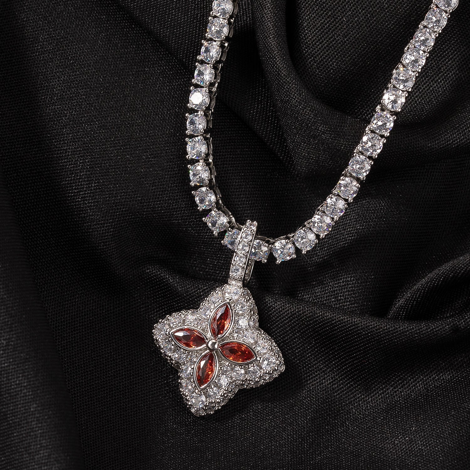 Cubic Zirconia Colorful Four-Leaf Clover Pendant