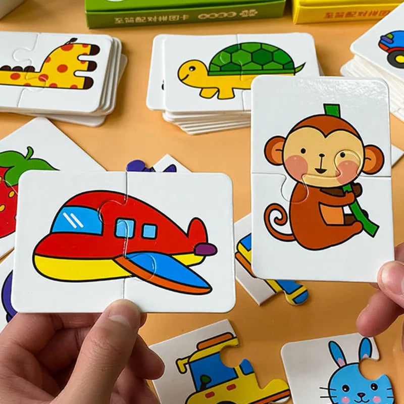 32Pcs Toddler Matching Cards – Montessori Animal & Shape Puzzle Set