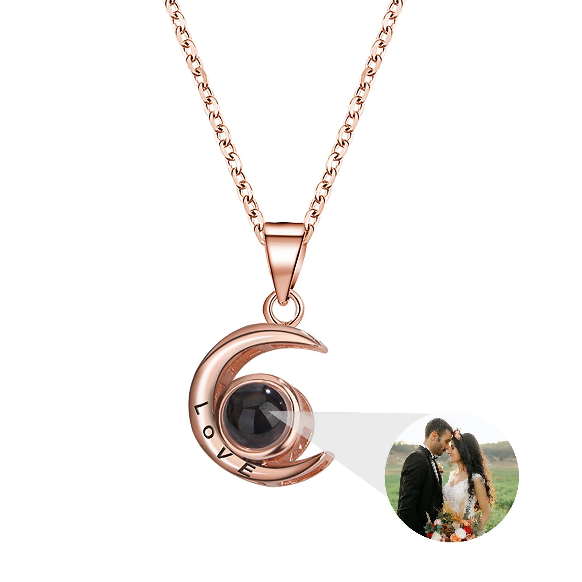 Personality Moon Necklace With Customizable Photo Romantic Gift