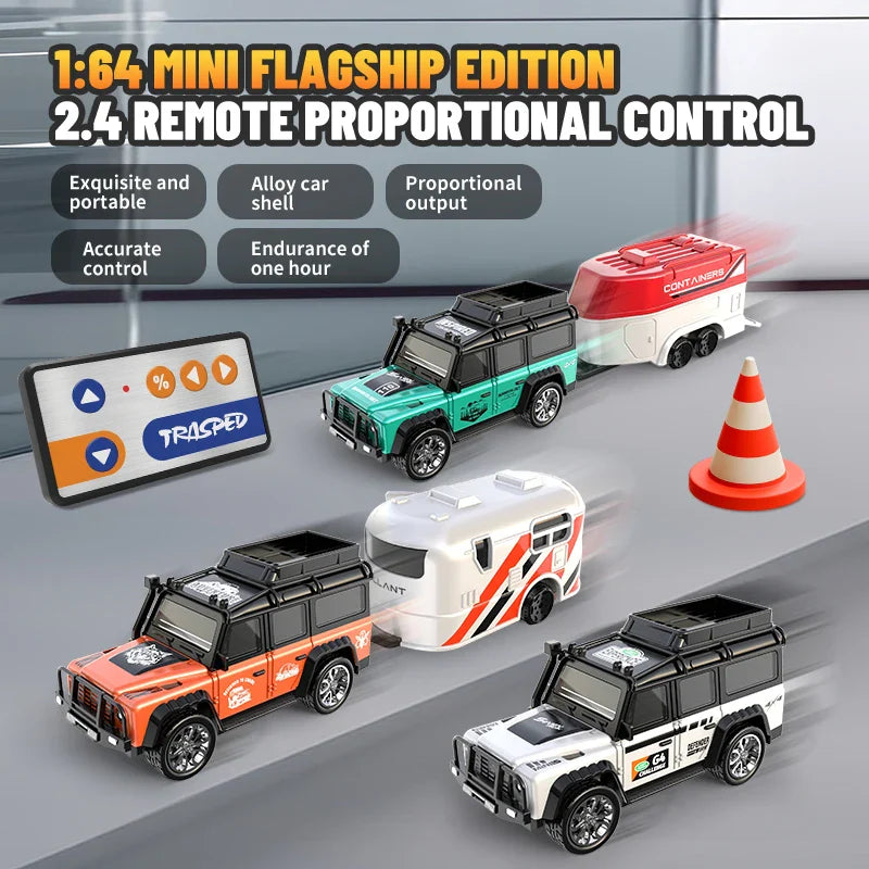 6601Green RC Car MINI Alloy 1/64 Remote Control Toy for Kids