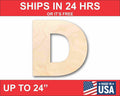 Unfinished Wood Block Letter D - Craft - up to 46" DIY