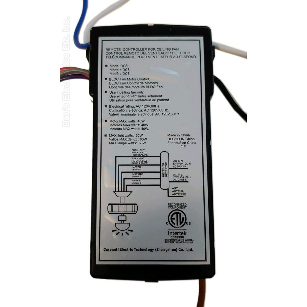 Substitute for Monte Carlo DC8-56DFH-L 6 Speed Ceiling Fan Receiver - [DC8-96SG8]