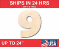 Unfinished Wood Block Number 9 - Craft - up to 46" DIY