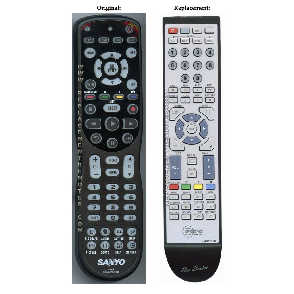 Anderic Replacement TV Remote Control for Sanyo GXDB - RMC12770