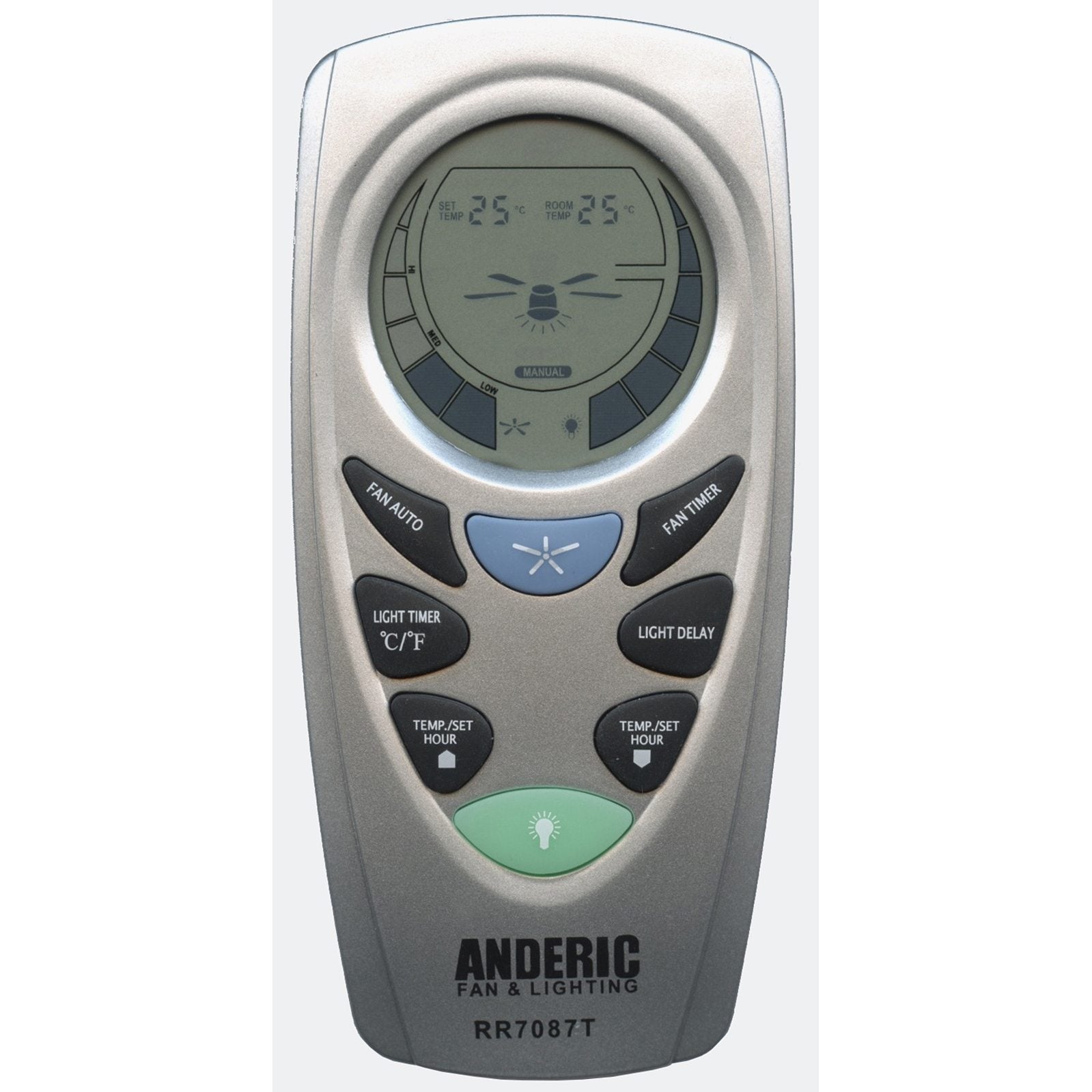 Anderic RR7087T Replacement Thermostatic Ceiling Fan Remote Control with Fan Timer Key | CHQ7087T