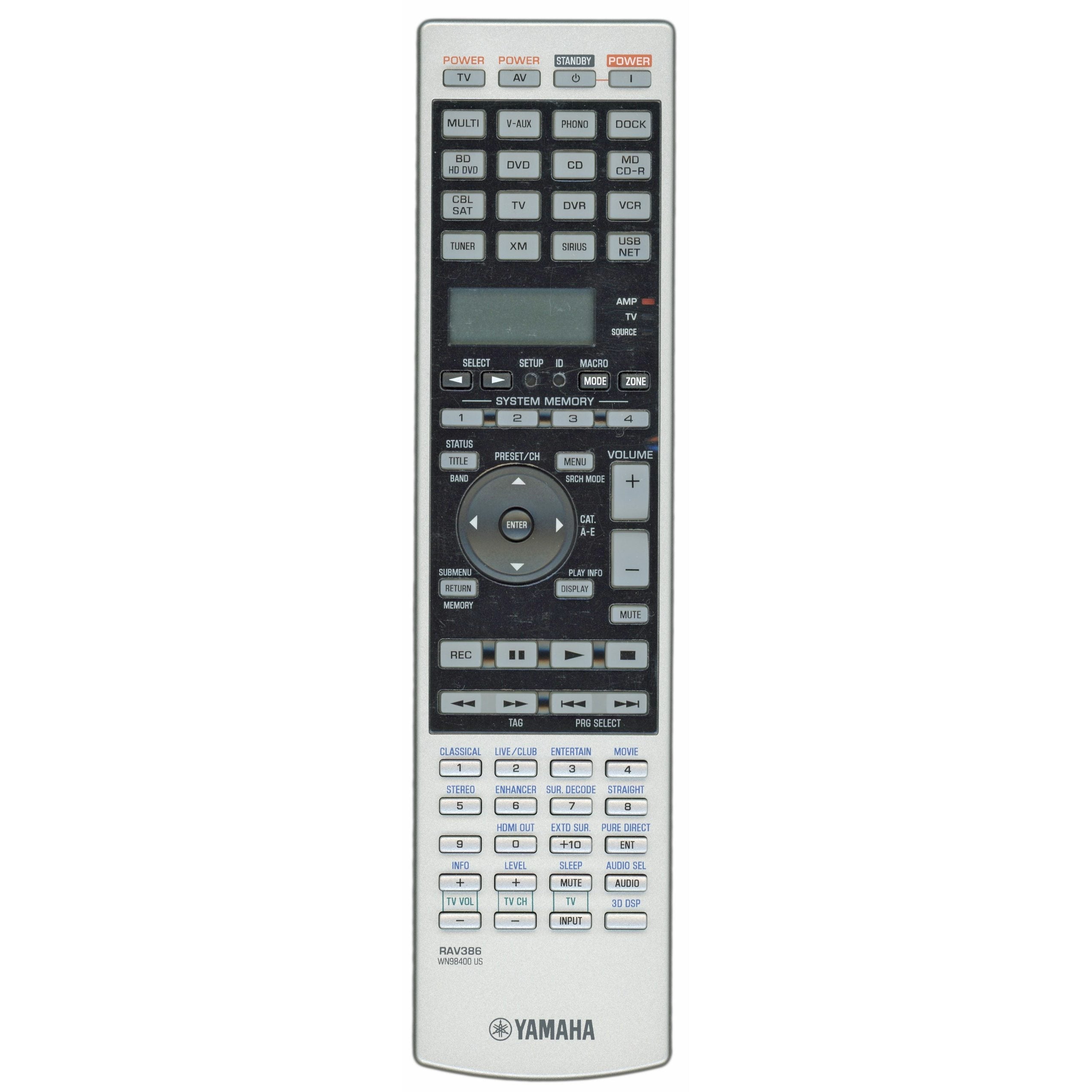 Yamaha RAV386 A/V Receiver Remote Control - WN984000