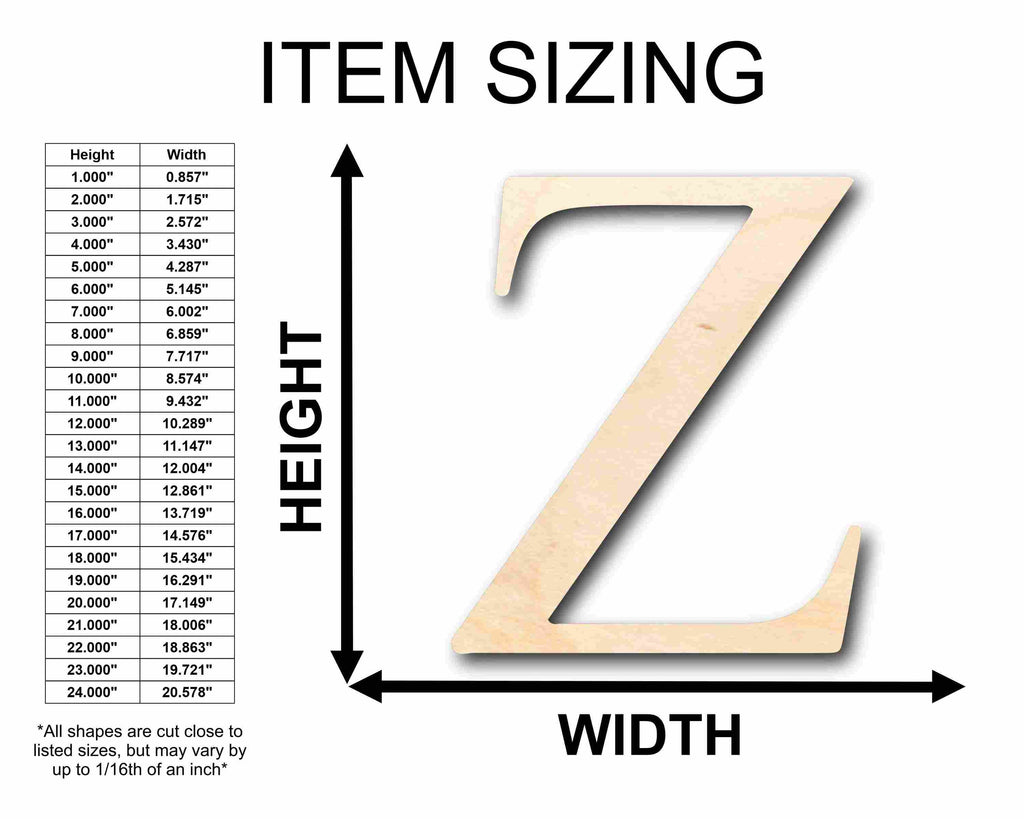 Unfinished Wood Zeta Silhouette - Craft- up to 46" DIY